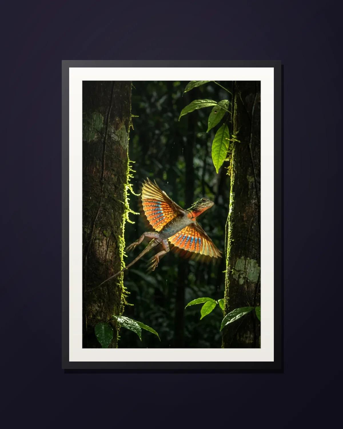 Draco — framed Flying dragon lizard art print
