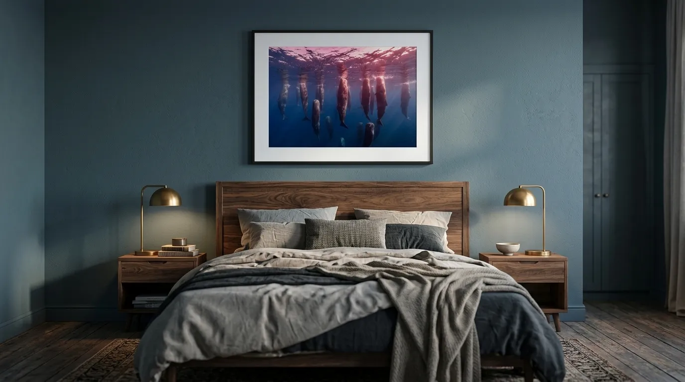 The Sleeping Forest art print framed in the bedroom